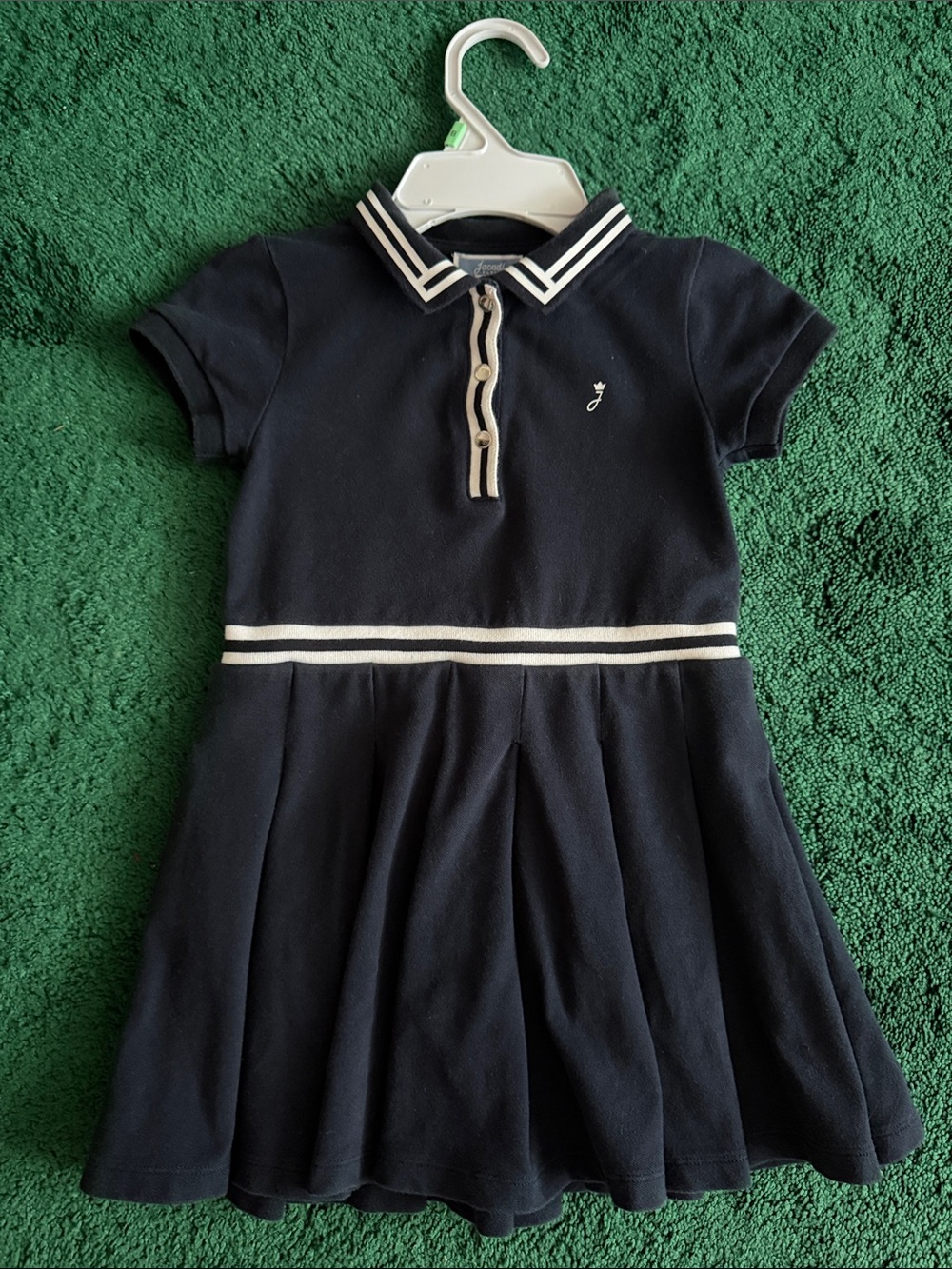 Jacadi Navy Polo-Style Girls Dress stretch soft 5T